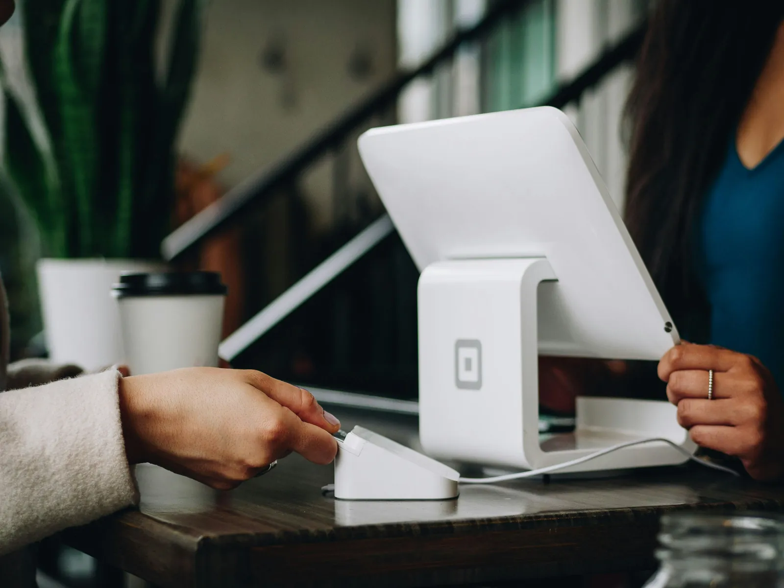 A point-of-sale payment terminal in use